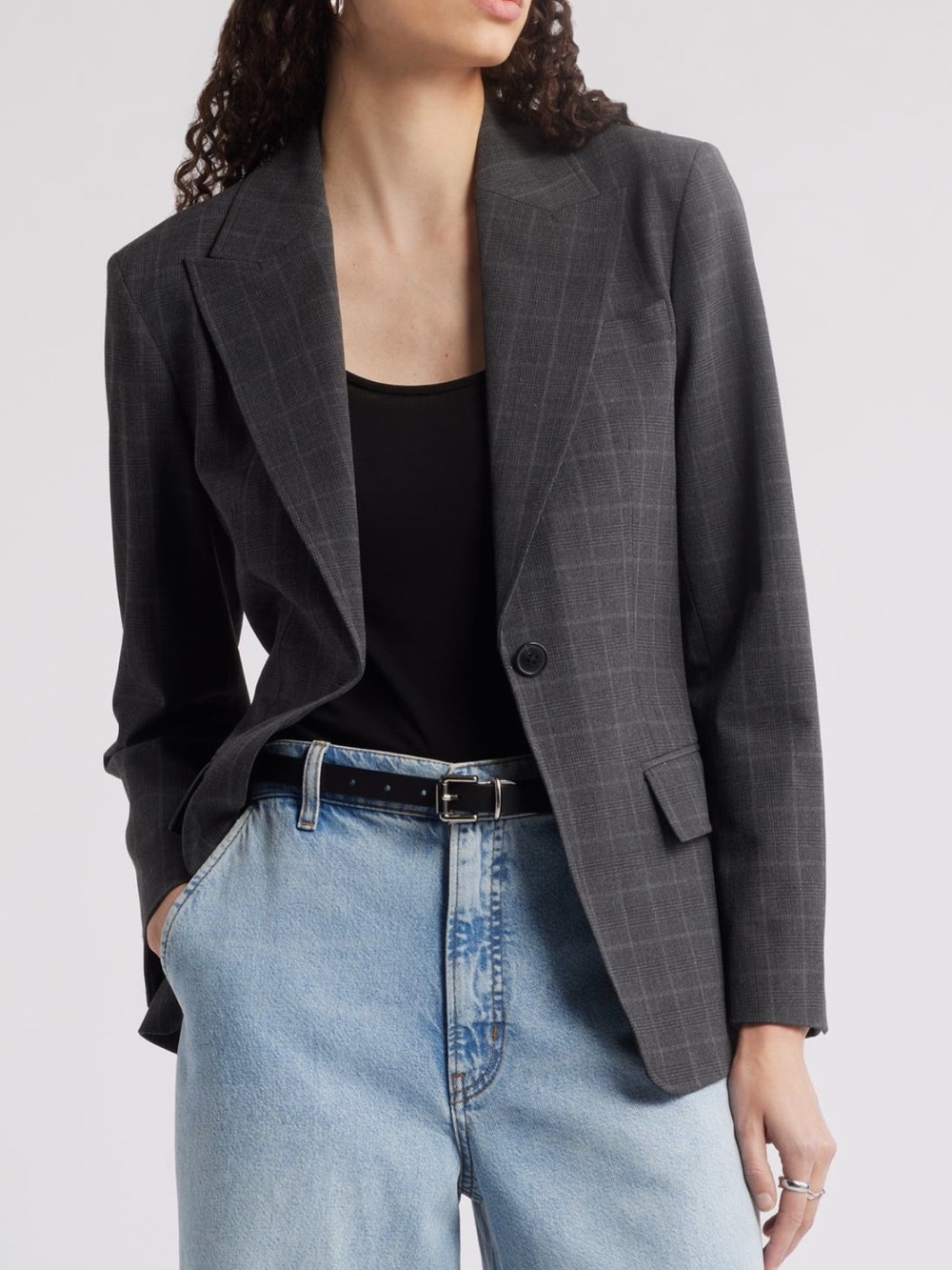 Nordstrom Plaid One-Button Blazer